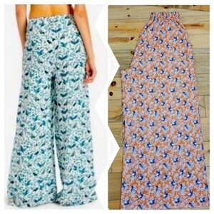 Shein Roses and Bird Print Wide Leg Pants Size XL